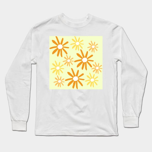 Simple Hand Drawn Flowers Pattern Long Sleeve T-Shirt by Moshi Moshi Designs